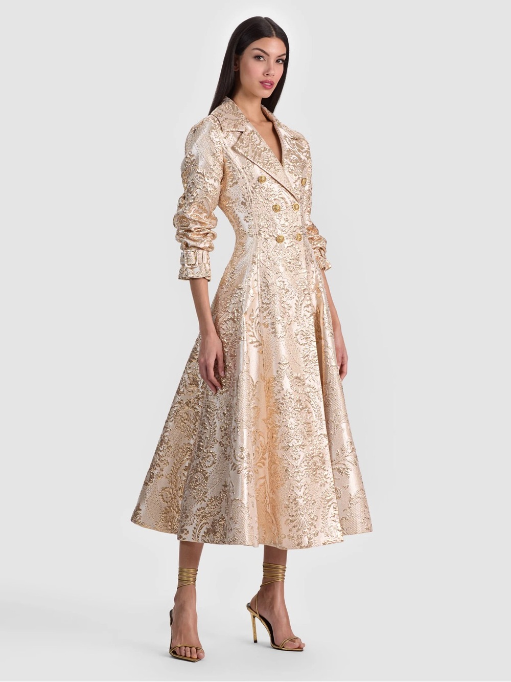 ELLIE TRENCH COAT WITH MIXED JACQUARD